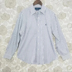Ralph Lauren Classic Fit Striped Button down Long sleeve  Dress Shirt 16.5 Blue
